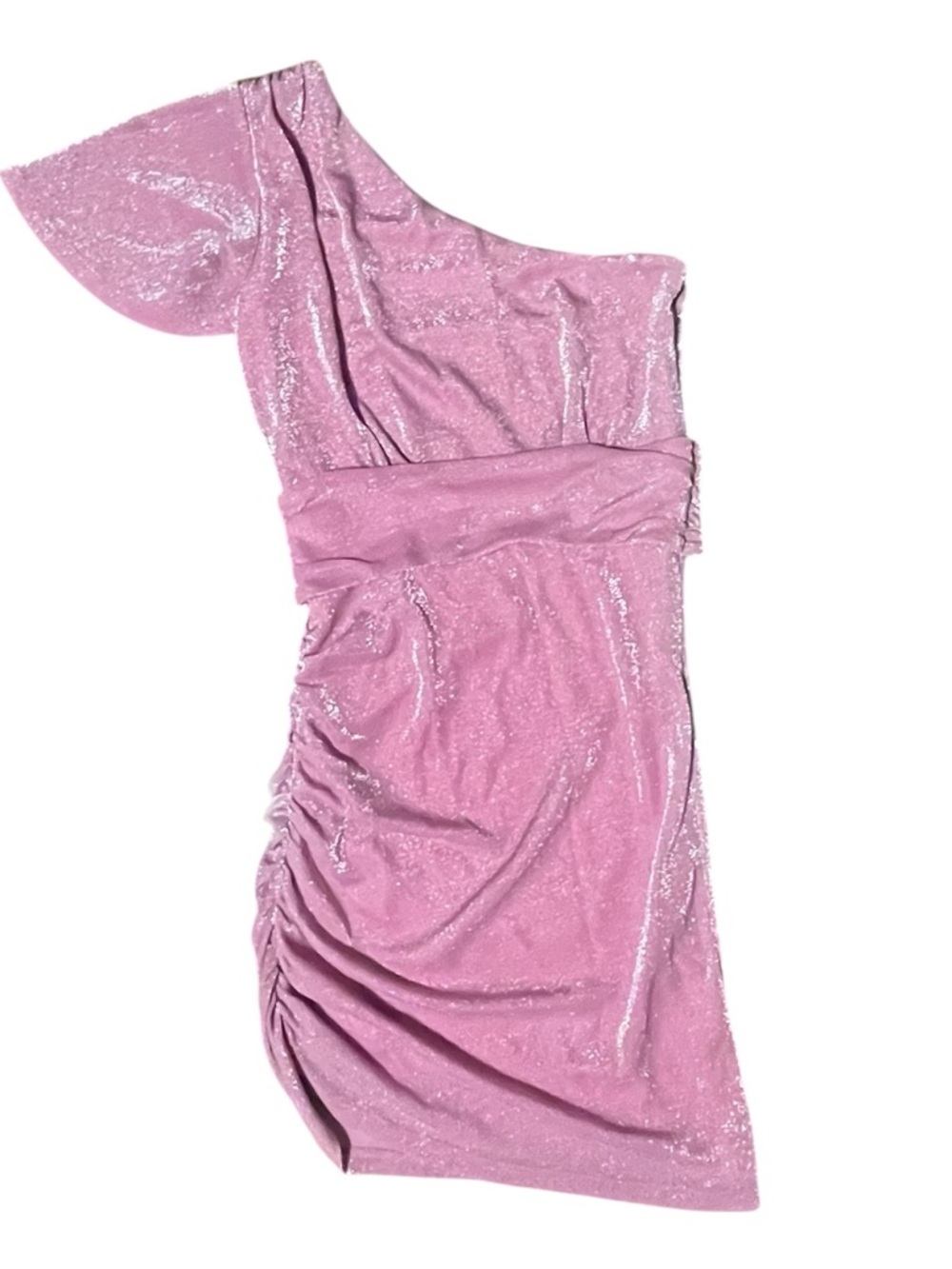 Privacy Please Sparkling Light Pink One-Shoulder Dress